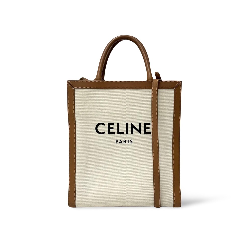 Celine Vertical Cabas Canvas with Leather Small